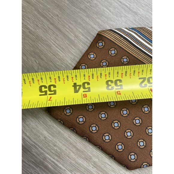 Designer YVES SAINT LAURENT YSL Brown Blue Striped Silk Tie 55" Paris New York - Picture 7 of 7